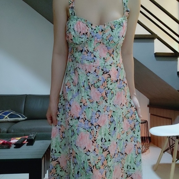 Zara Floral Printed Midi Dress XS - Picture 2 of 8